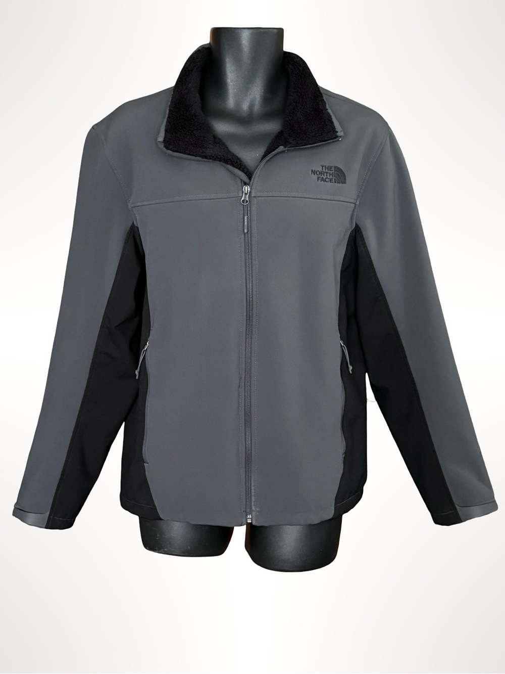 The North Face Men's Apex Chromium Fleece Lined Jacket Black Gray Tech Full Zip